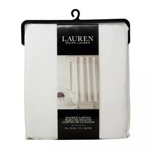 RALPH LAUREN 70 x 72 Solid White Designer Cotton Blend Luxury Shower Curtain NEW